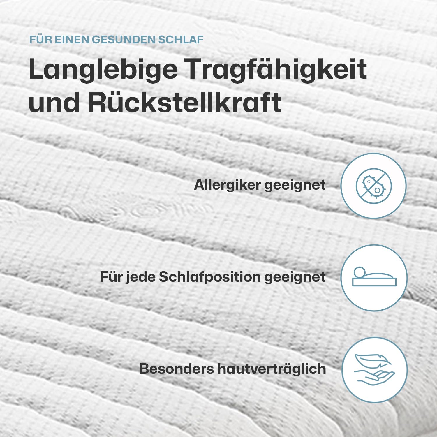 RAVENSBERGER Latex Topper Natura LUX - Härtegrad H2/H3, mittel - 50-110 kg - 180 x 200 cm, Höhe 9 cm - Matratzenauflage aus Natur-Latex mit Baumwoll-Bezug, allergikerfreundlich