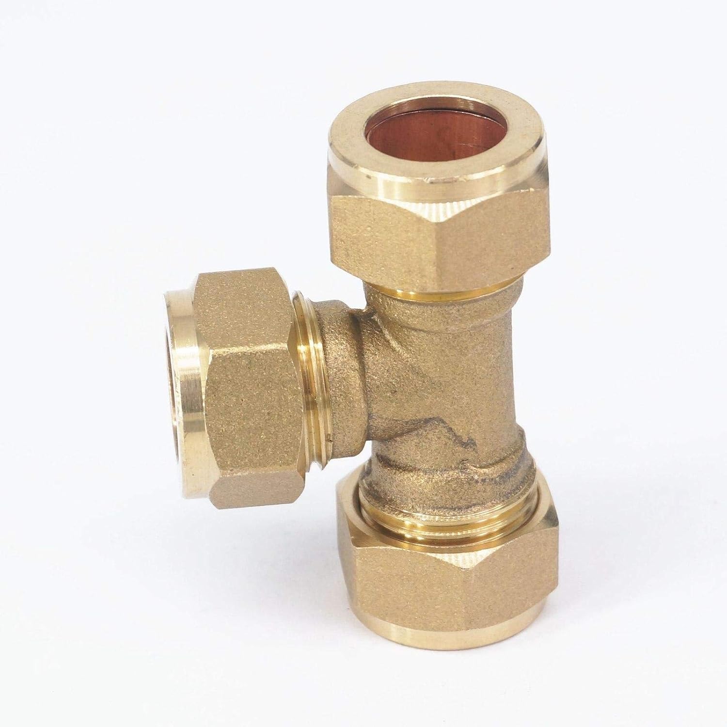 Fit Tube O/D 15mm Tee 3 Ways Brass Ferrule Fitting for Boat Marine