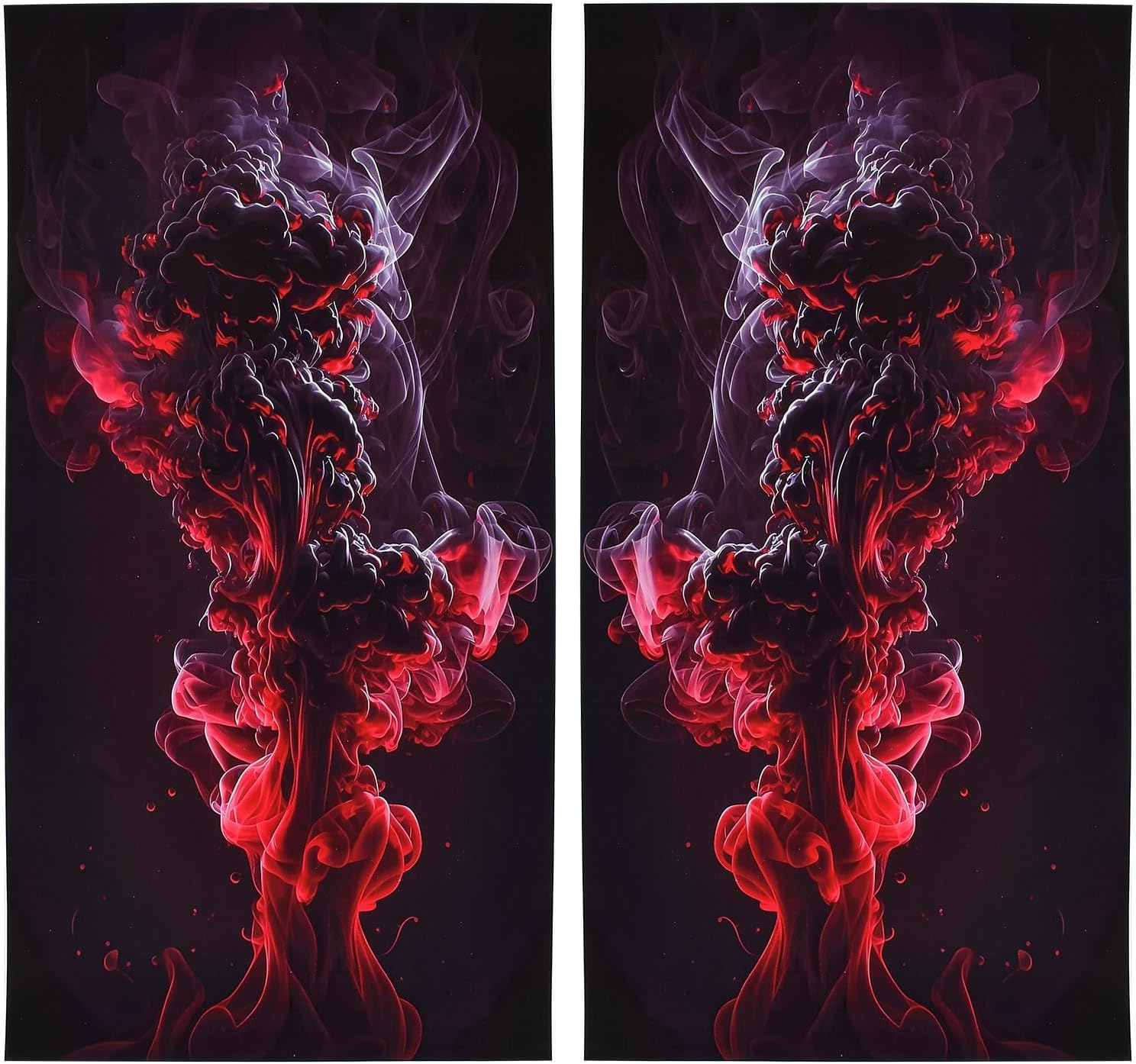 Car Center B-Pillar Vinyl Stickers, Waterproof Sun Protection Scratch Cover Thick with Red Smoke Personalized Creative for Vehicle Door Pillar, 1 Pair - Image 2