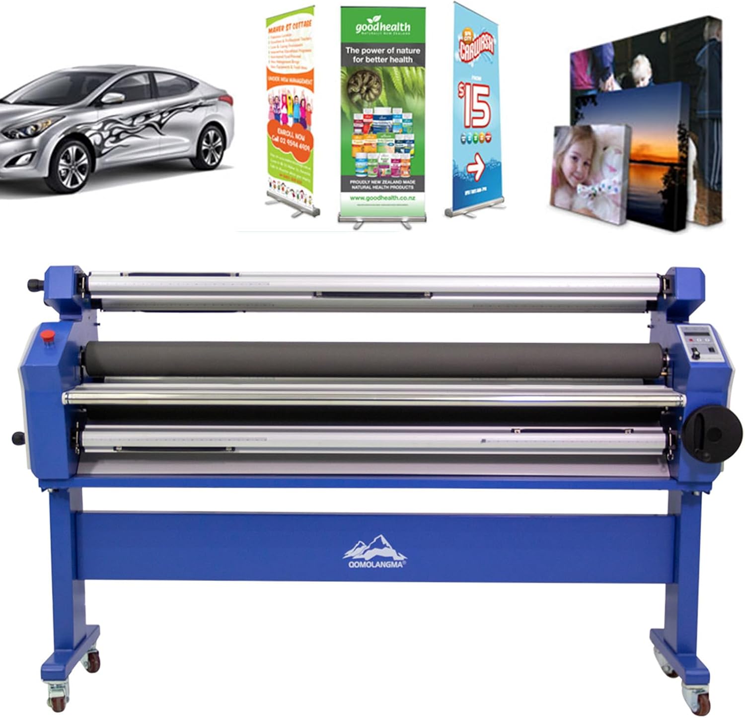 55in Full-auto Wide Format Cold Laminator, Heat Assisted Roll to Roll Large Format Laminating and Mounting Machine, 110V Without Trimmer US Stock