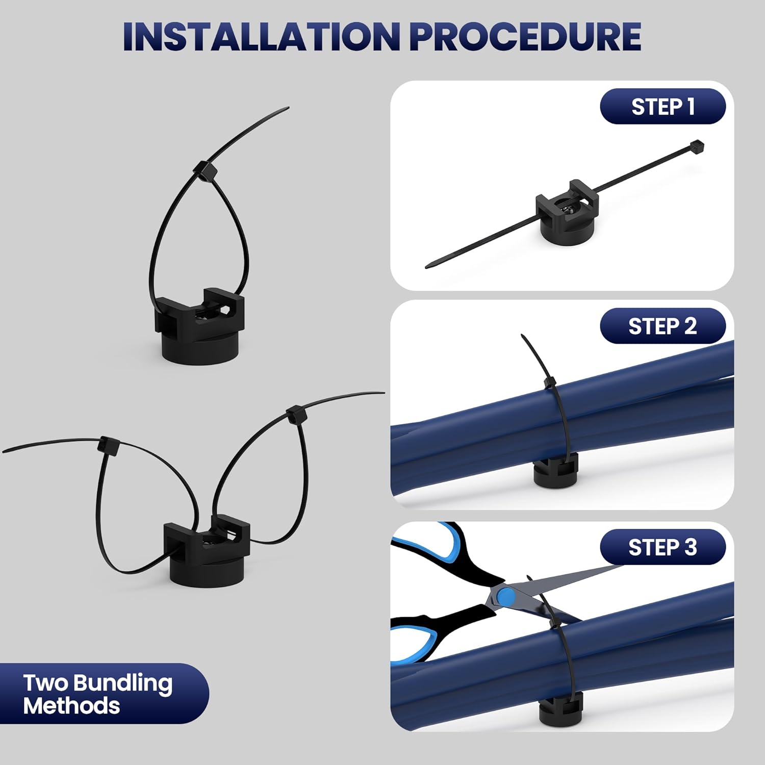 20 Pack Magnetic Cable Zip Tie Base, Scratch-Proof Magnet Zip Tie Mount for Office & Garage Cable Management, Reusable Magnetic Zip Tie Wire Holder for Secure Wire Routing