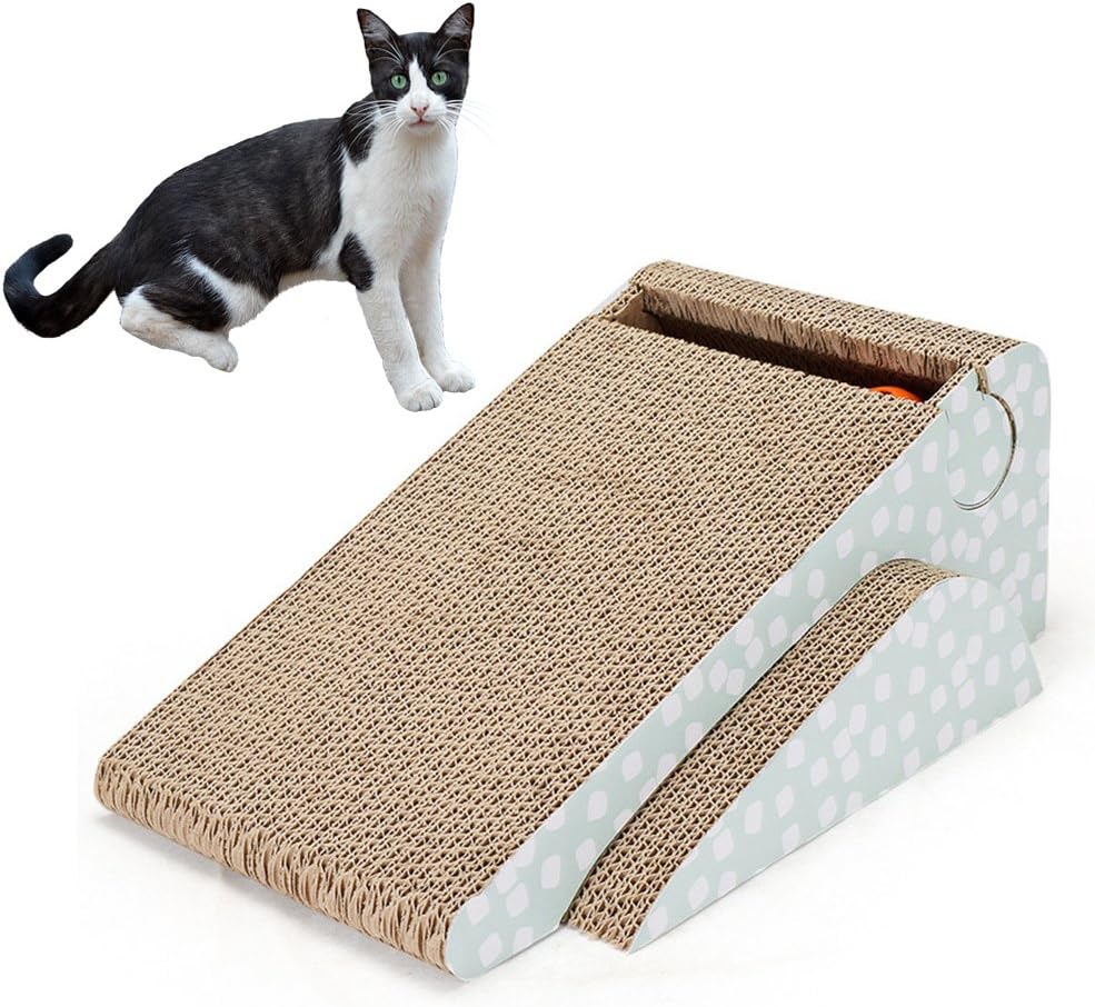 PetEnjoy Cat Scratching Post Kitty Scratch Pad Pet Scratcher Cardboard Lounge Bed Puppy Dog Toys with Cat Bell (Triangle)