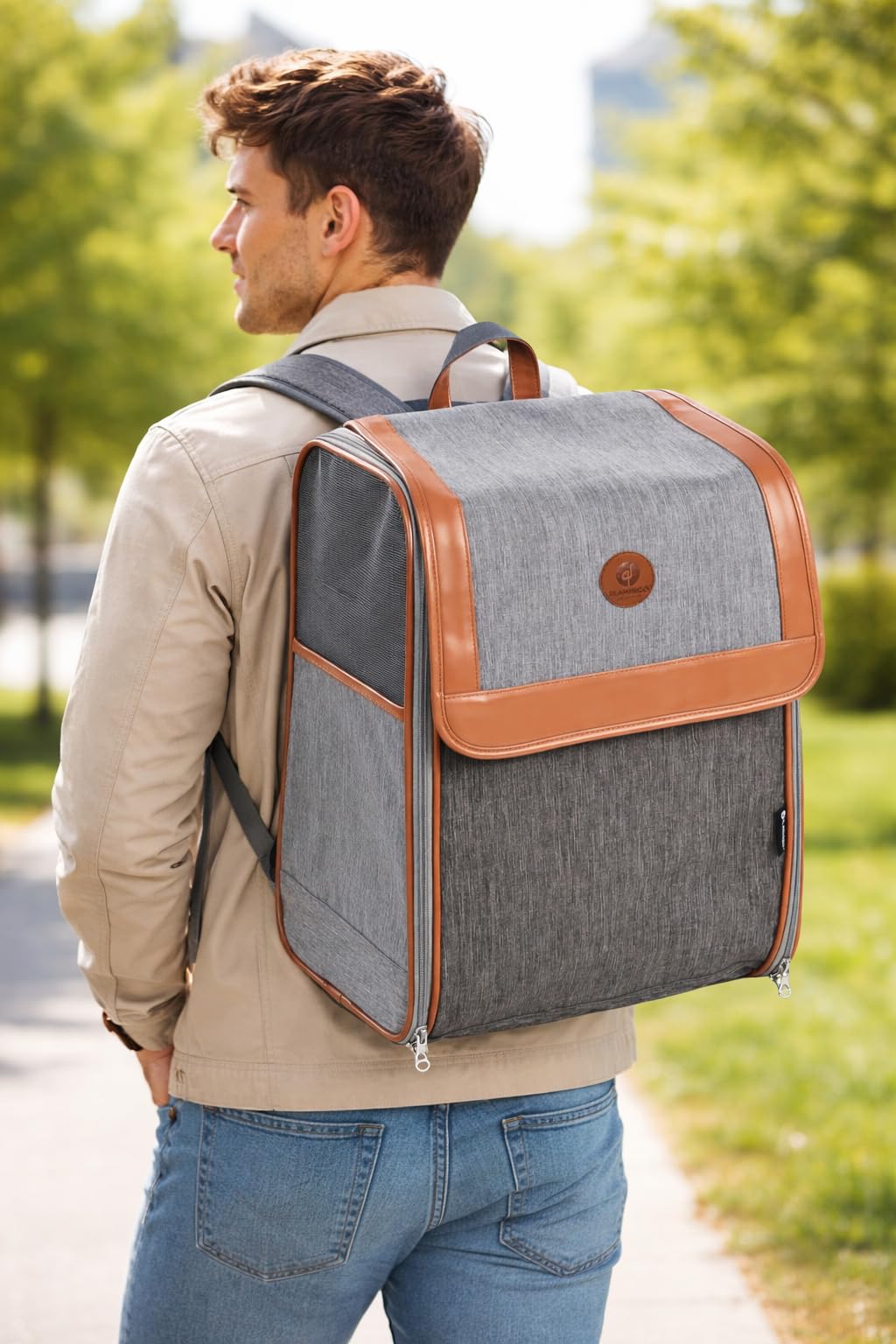 Flamingo Sac à Dos pour Animaux Tanana Gris - 35x25x42cm - Confortable, Ventilé et Sécurisé - Idéal pour Chiens et Chats de Petite Taille