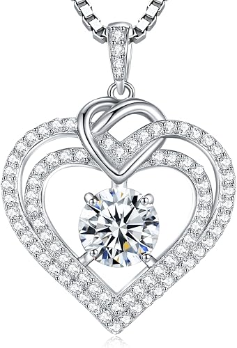 Nayonner 1CT Moissanite Heart Necklace for Women | 925 Sterling Silver Moissanit