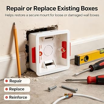 Light Switch & Socket Back Box, UK Standard Dry Lining 83x83mm Plasterboard