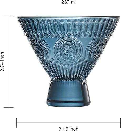 Miniatura 6 de Khen Juego de 6 vasos de Martini y cóctel vintage sin tallo  Juego de 6  Juego de 6 vasos de cristal apagado pastel  Regalo de copa Art Deco para