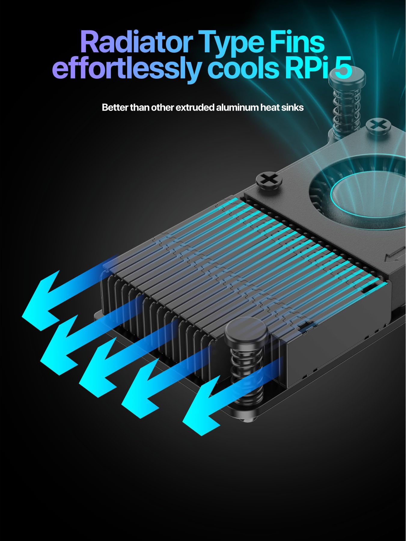 Argon Active Cooler for Raspberry Pi 5 | Large Aluminum Heatsink and Raspberry Pi 5 Fan, 30mm PWM Blower Type Fan | Argon THRML 30mm Raspberry Pi 5 Active Cooler - Additional View