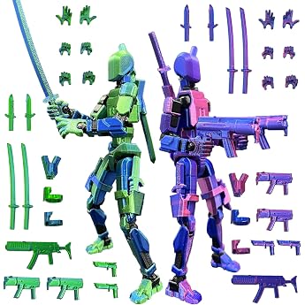 T13 Action Figure Set Assembly Complete 3D Printed Multi-Joints Titanium 13 Action Figures Lucky Mobile Robot Nova T-13 Desktop Decorations for Game Lovers Toy Laser Blue Purple