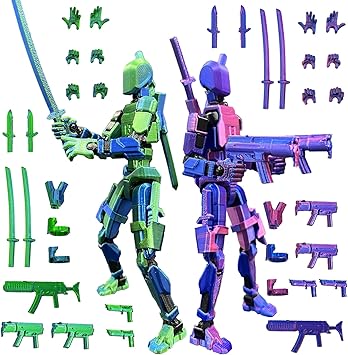 T13 3D Action Figure Set (Assembly Completed), 3D Printed Multi-Jointed, Titan 13 Action Figures, Multi-Articular Lucky Mobile Robot Nova T-13,Desktop Decorations for Game Lovers Toys (Blue/Purple)