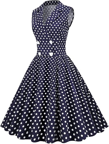 Miniatura 2 de Vestido de cóctel sin mangas vintage de los años 50 y 60 para mujer, vestido de fiesta de graduación con cinturón y lunares florales Audrey