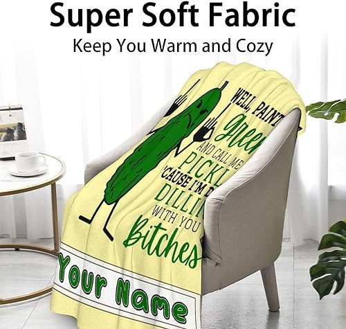 Miniatura 9 de Manta personalizada de pepinillo para adolescentes, tamaño manta de 50 x 60 pulgadas, manta suave, esponjosa y acogedora, manta decorativa verde