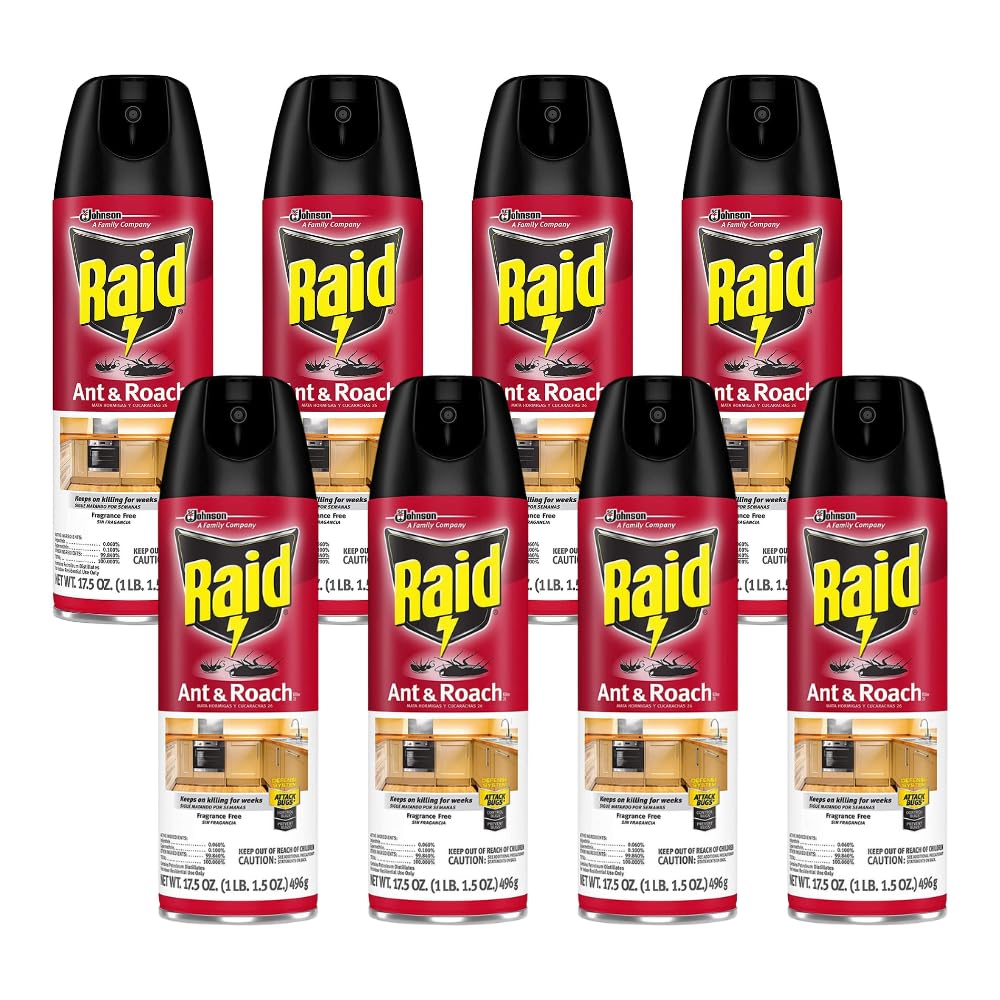Raid Ant and Roach Killer Fragrance Free 17.5 Ounce (Pack of 8)