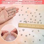 350 Pcs Silver Spacer Beads for Jewelry Making, Mixed Bulk Random Styles Metal Beads for Bracelets, Necklace, Earring Jewelry Making