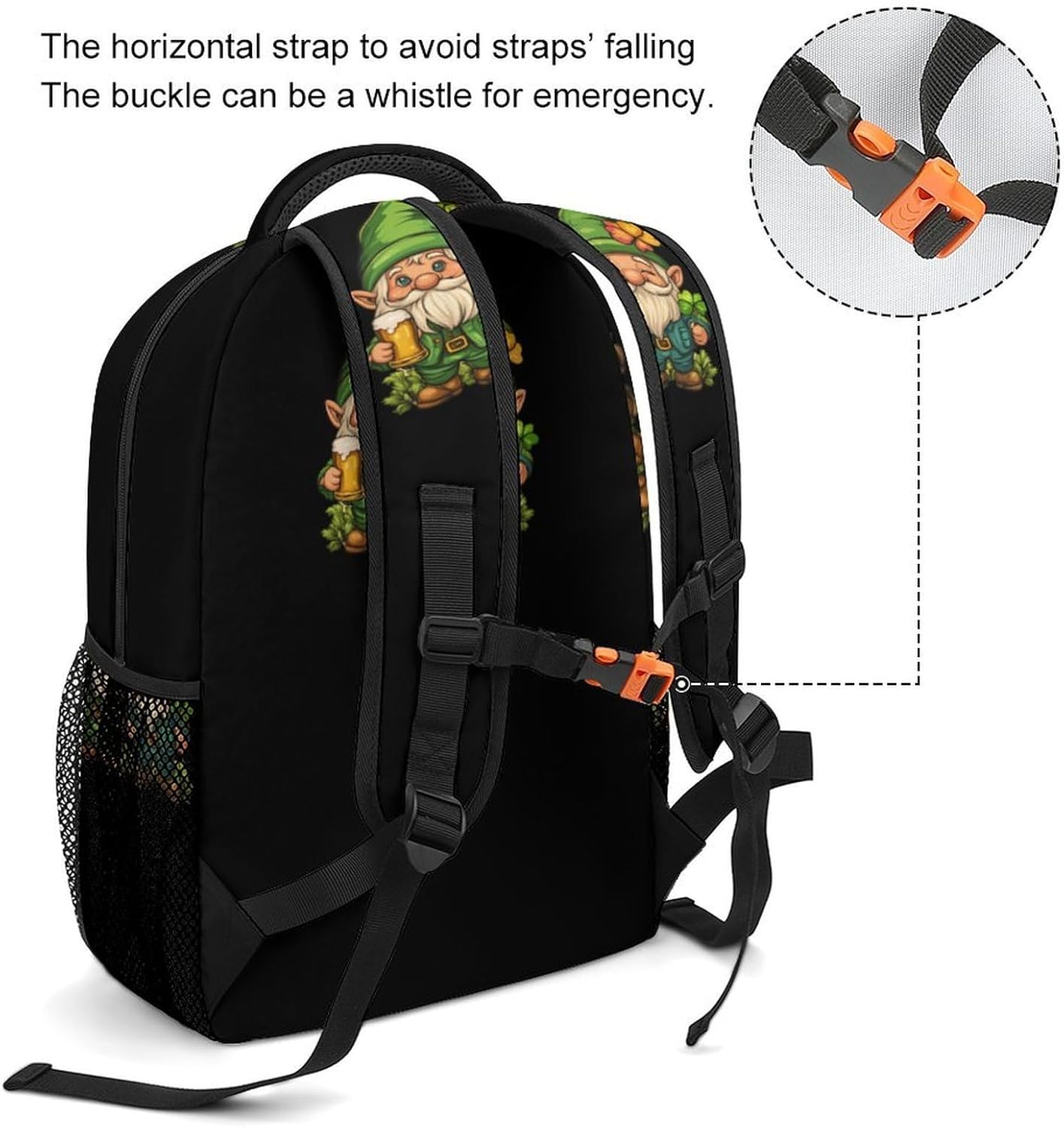 Irish Gnomes Drunk Or Whatever Laptop Backpack Lightweight Travel Daypack Shoulder Bag for Men Women