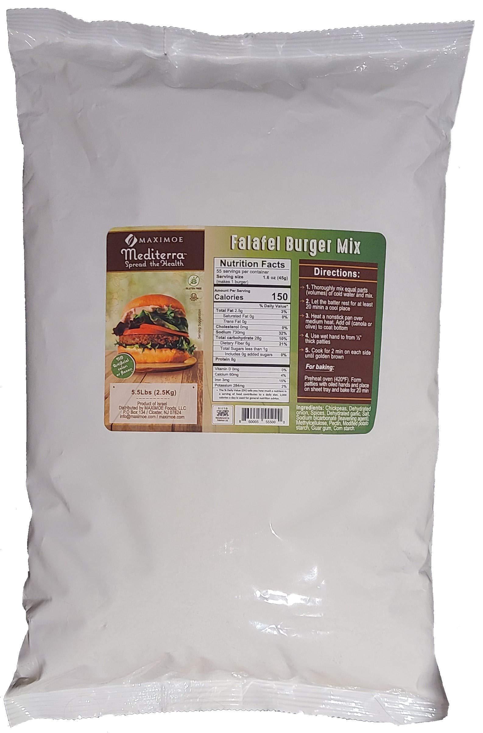 Falafel Burger Mix (5.5 LB - yields 42 Burgers) Vegan, Gluten Free, Kosher