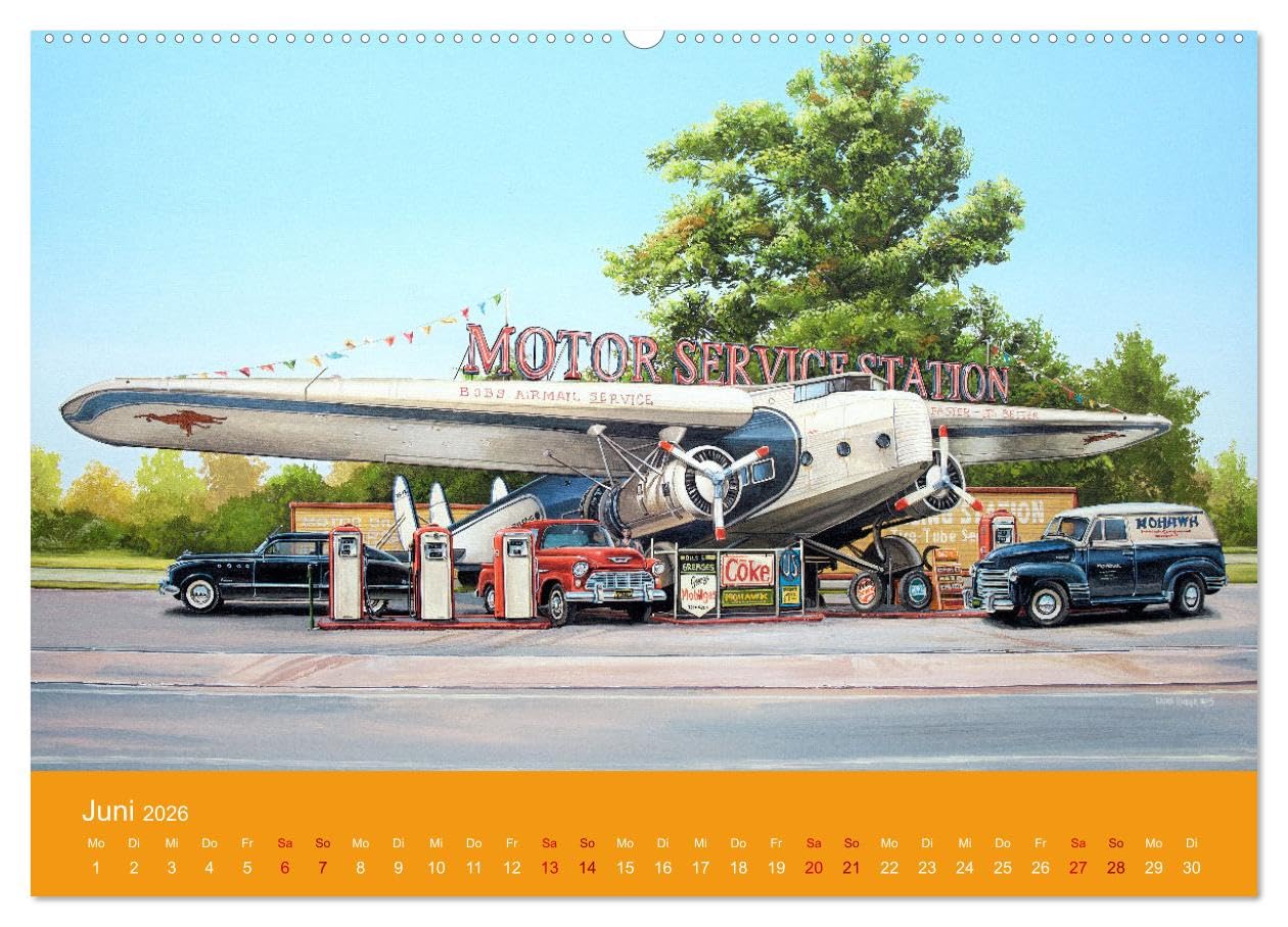 Route US 66 Momente Gemälde von Georg Huber (hochwertiger Premium Wandkalender 2026 DIN A2 quer), Kunstdruck in Hochglanz: Amerika Impressionen (CALVENDO Mobilitaet)