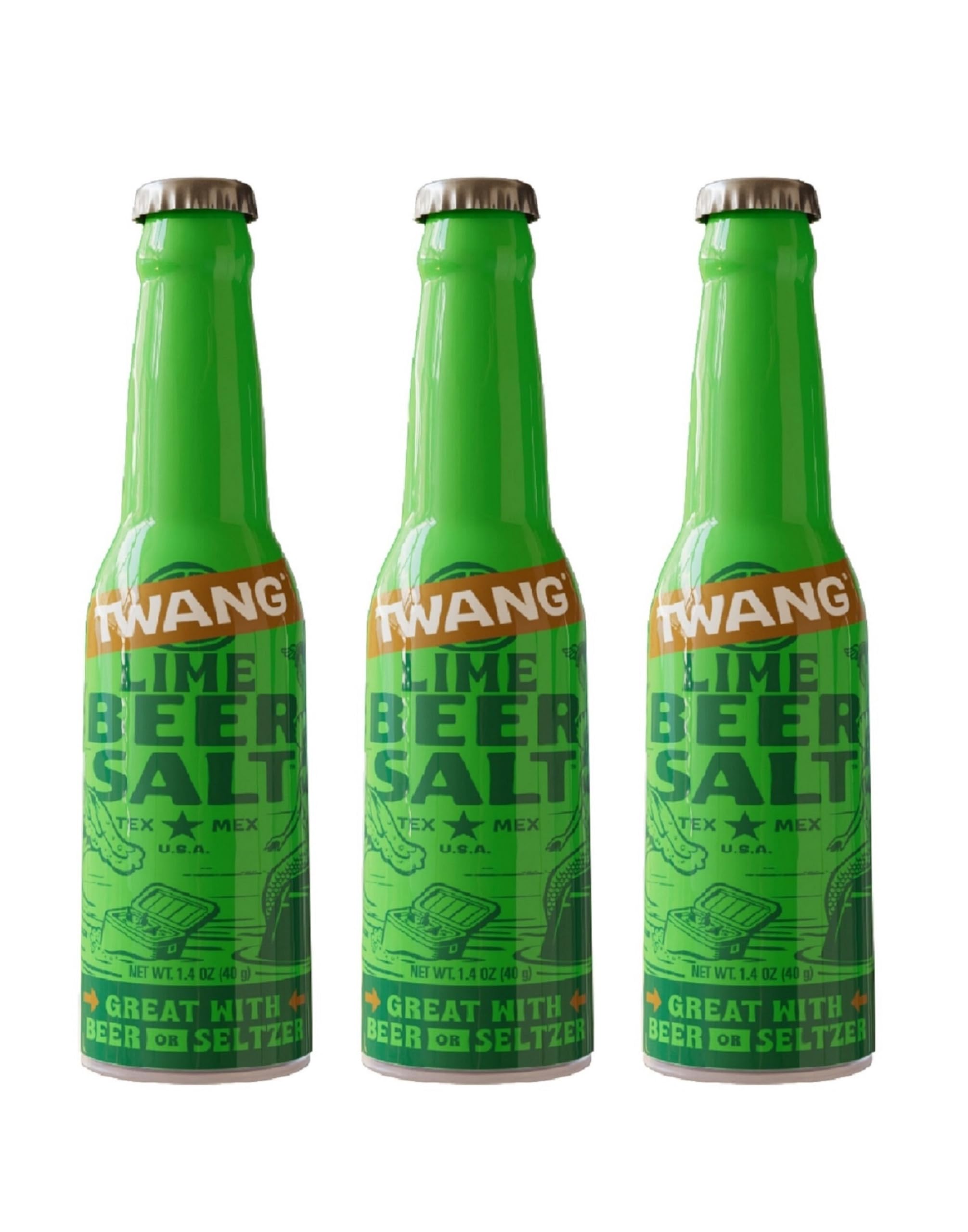 Twang Flavored Beer Salt, Lime, 1.4 Ounce Mini Bottles for Beer, Cocktails and Beverages (3 Pack)