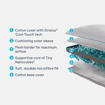 Simba Hybrid Pillow, with temperature regulating Stratos technology & customisable height