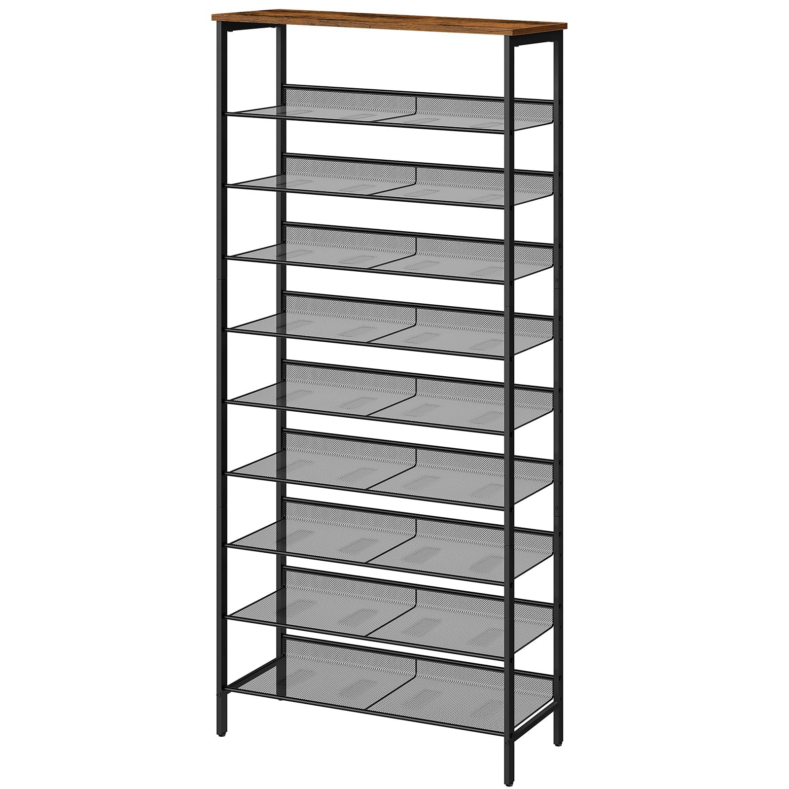 Sponsored Ad – HOOBRO 10-Tier Shoe Rack, Tall Shoe Rack, Storage Organizer, Industrial Storage with Adjustable Metal Shelves, Rustic Brown EBF110XJ01