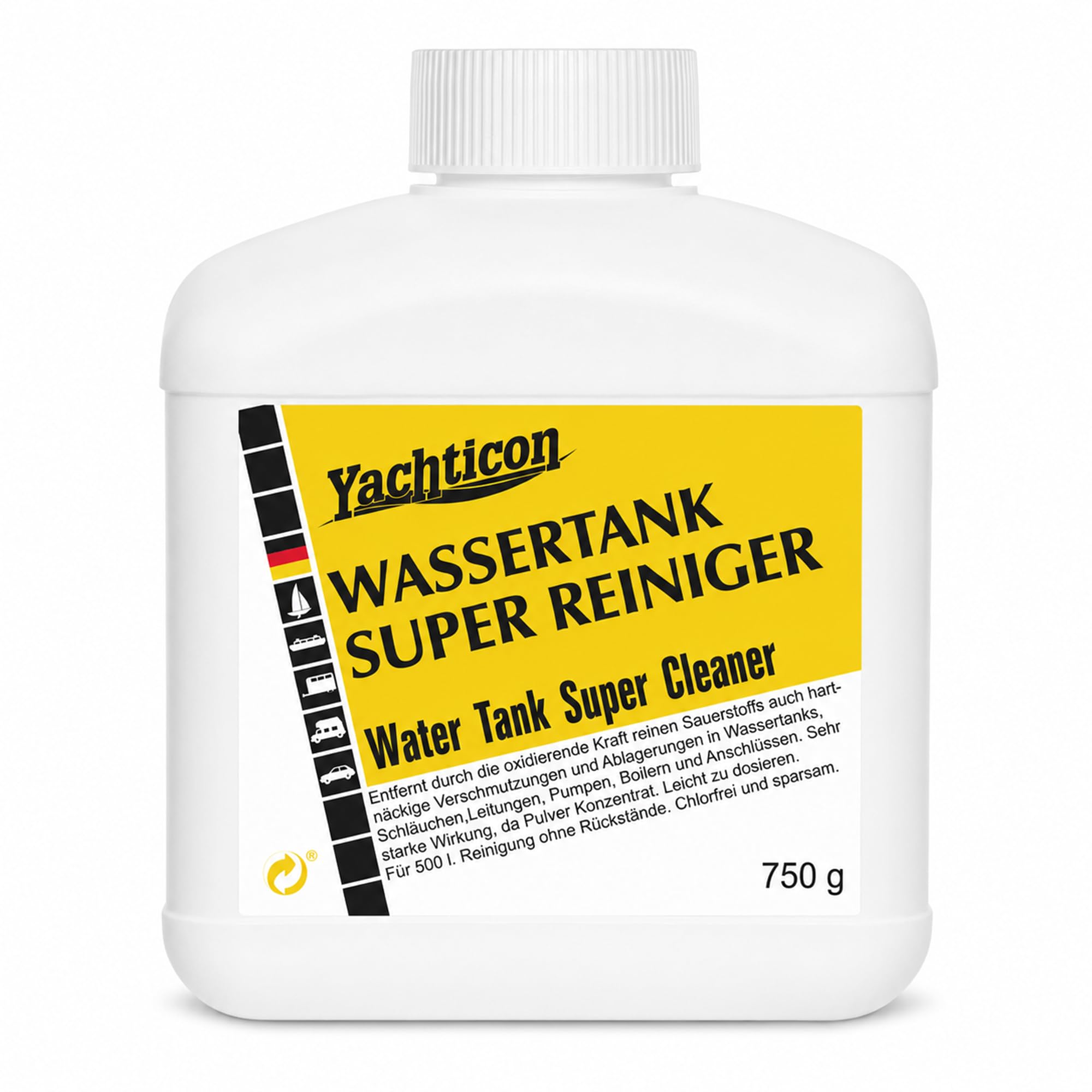 Wassertank Reiniger Wohnmobil 750 g – chlorfreier Wassertank Super Reiniger für Frischwassertank, Leitungen & Boiler | entfernt Ablagerungen & Verschmutzungen in Camping, Caravan & Boot