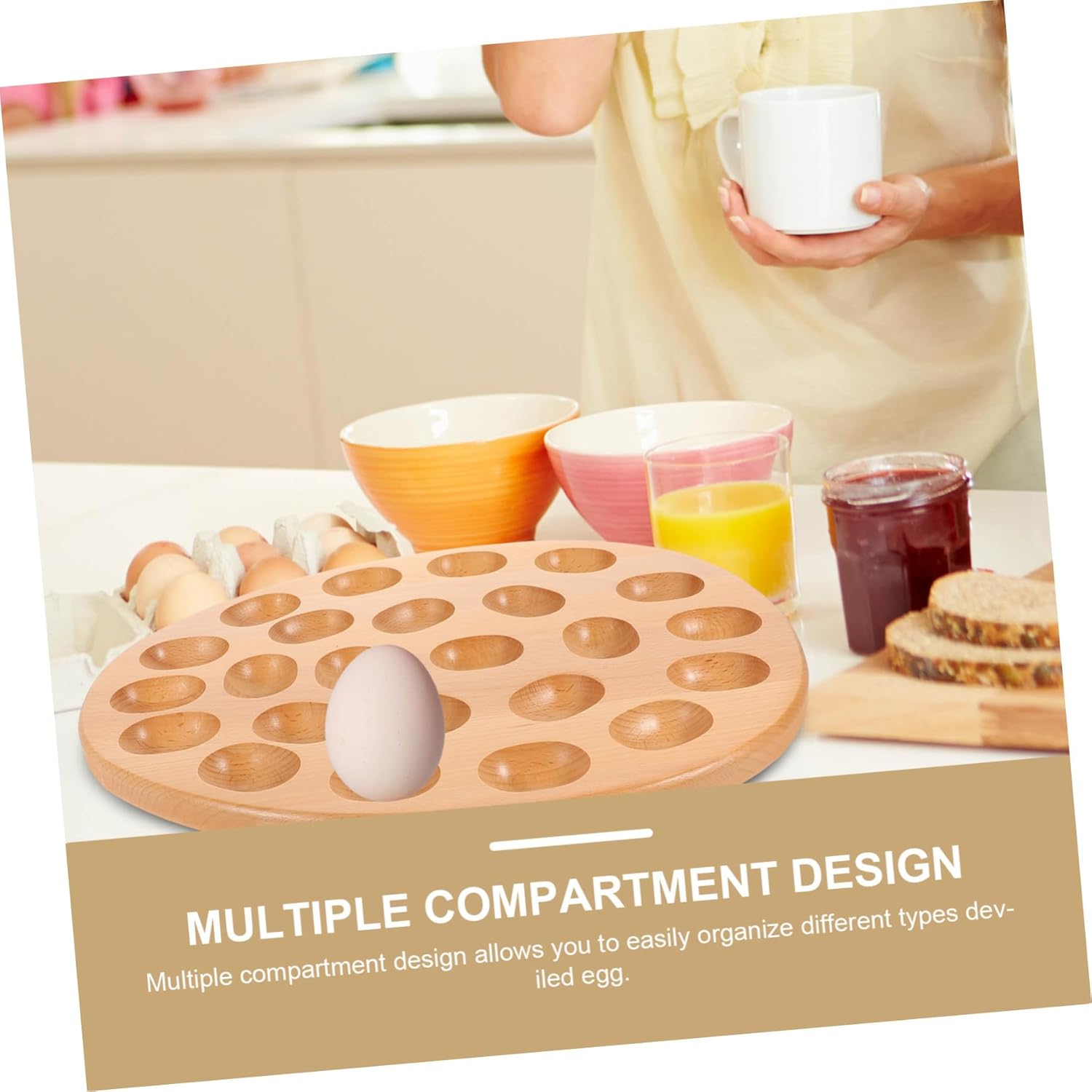 Deviled Tray Partitioned Design Stylish Holder for Countertop Fridge Multi-compartment Organizer for Deviled Container for Various Occasions