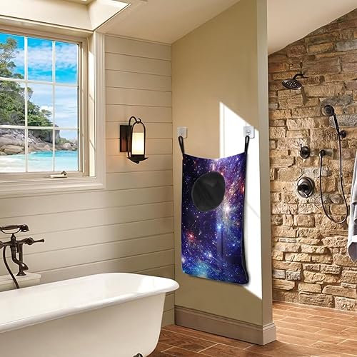 Miniatura 4 de Universe Galaxy - Bolsa de lavandería para colgar sobre la puerta, resistente, portátil, plegable, cesta de lavandería para espacio pequeño para