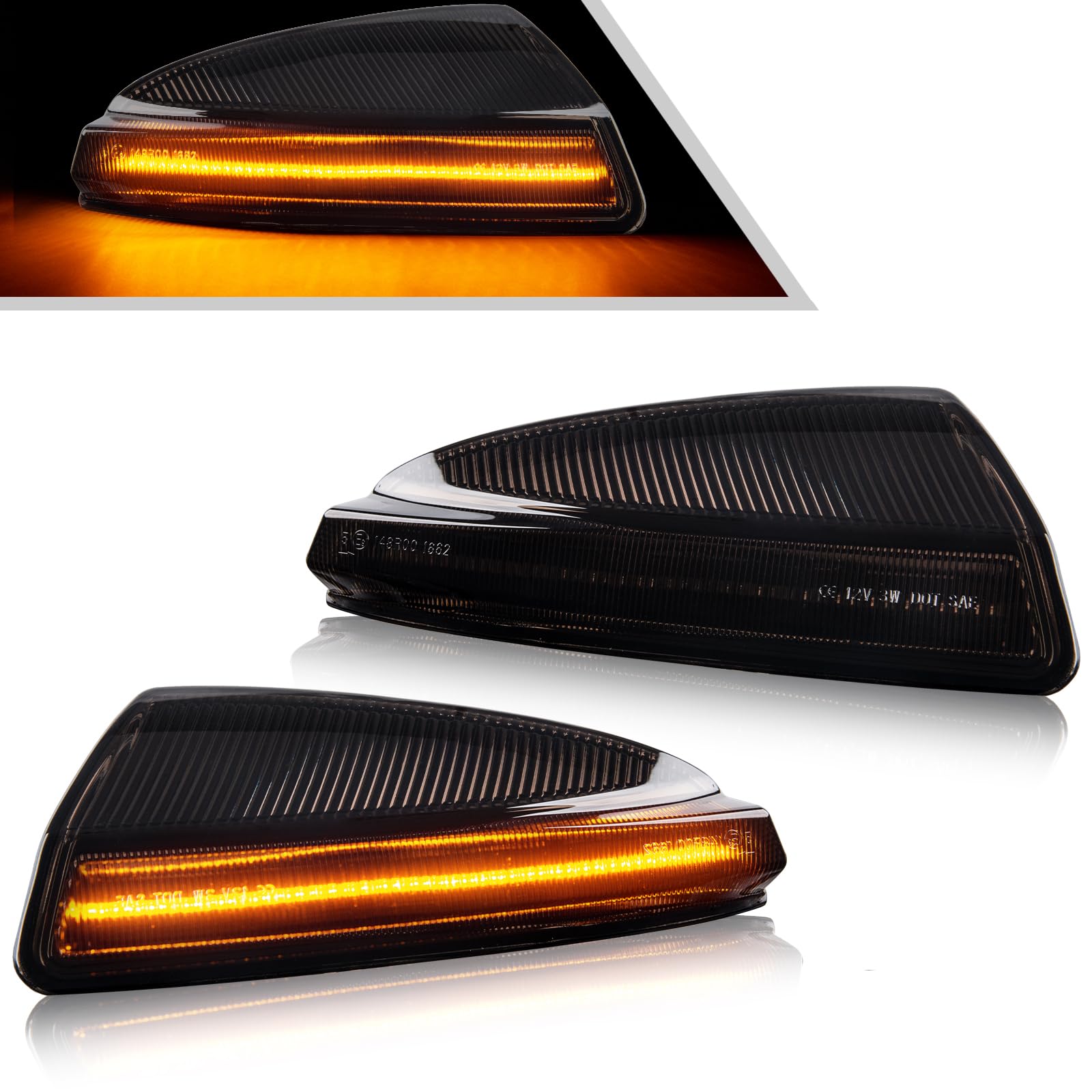 LED Spiegelblinker für Mercedes Benz Viano Bus W639 Vito MIXTO BOX W639 C-Class Saloon W204 C-Class T-model S204 Benz ML-Class, Blinker Seitenblinker mit Canbus Fehlerfrei, Schwarz, 2 Stück