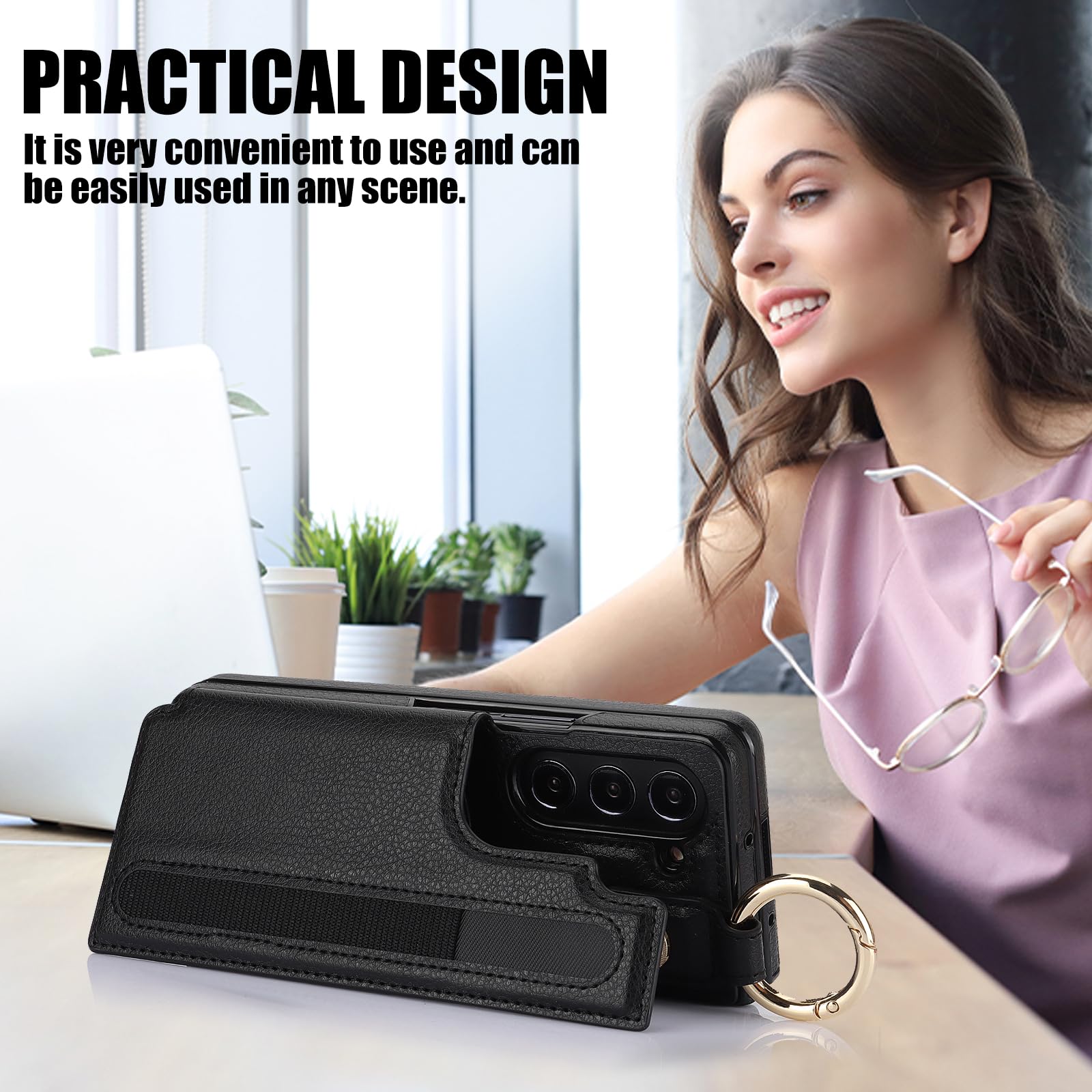 Etui portfelowe na telefon komórkowy Samsung Galaxy Z Fold 8 Ultra z uchwytem na długopis S i uchwytem na kartę kredytową, przegródką na gotówkę, przednią osłoną ekranu ze szkła hartowanego i