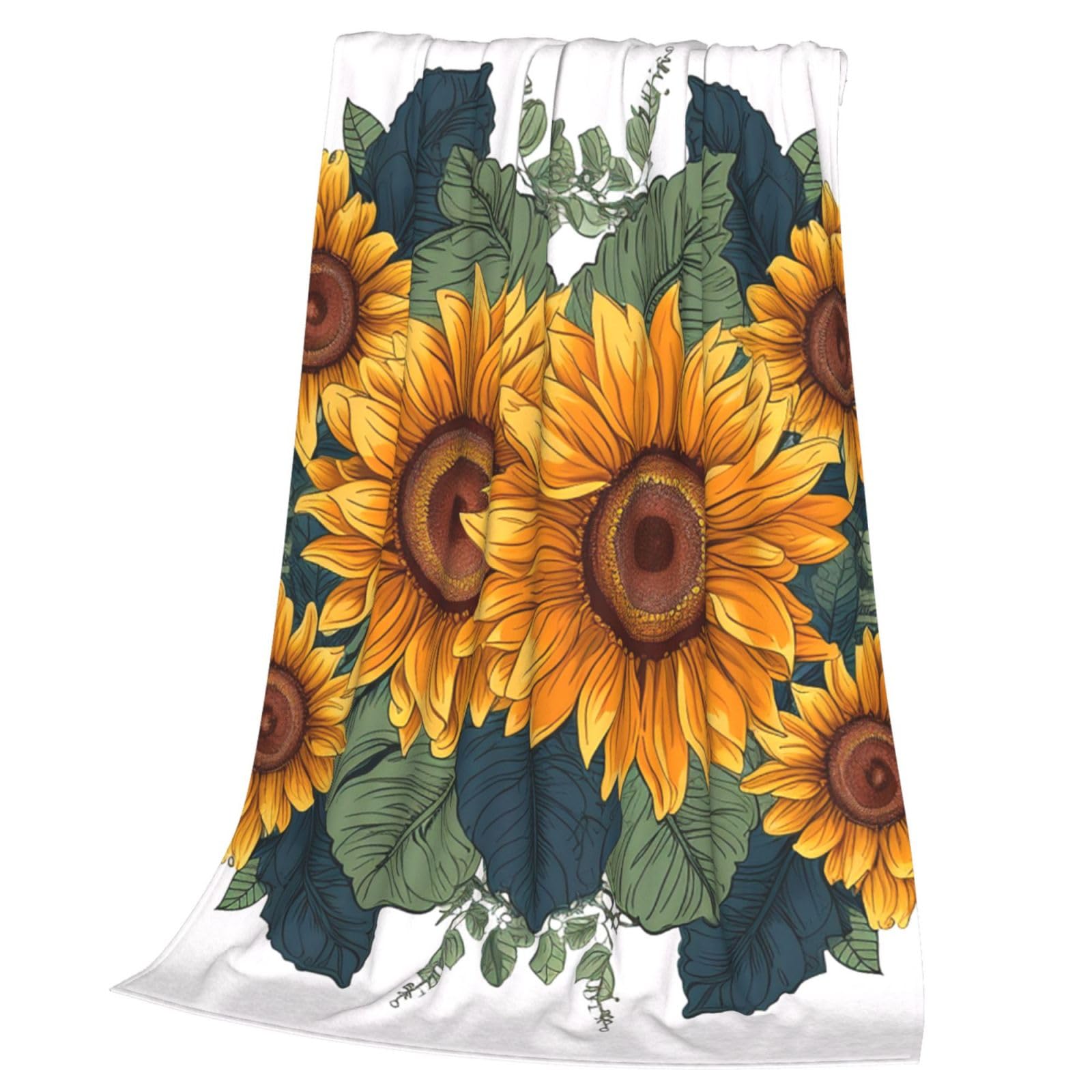 Couverture en flanelle imprimée tournesols douce idée cadeau maison