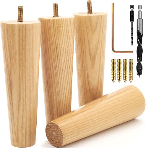 Airy Abode Premium Ash Wood Furniture Legs (Full Install Kit)