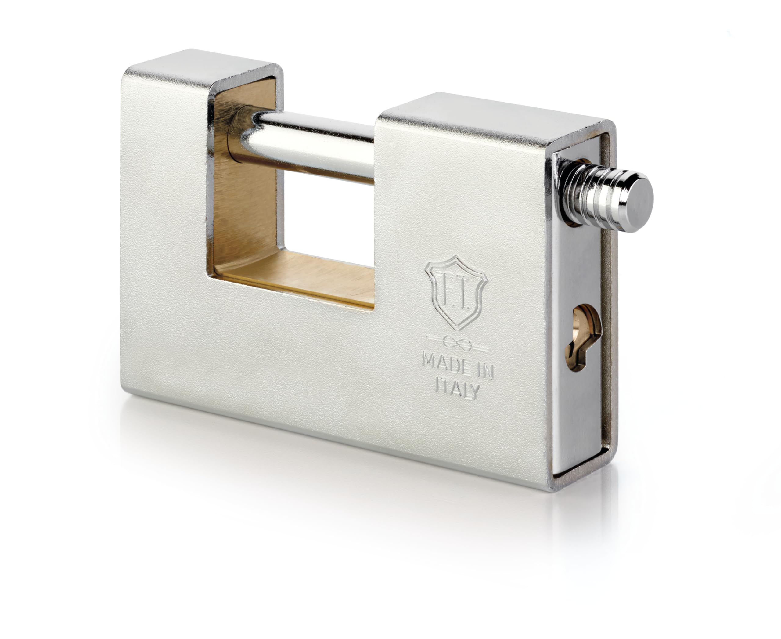 F.T. BUNKER - Candado rectangular blindado de acero Súper Resistente (96mm, Llave radial)