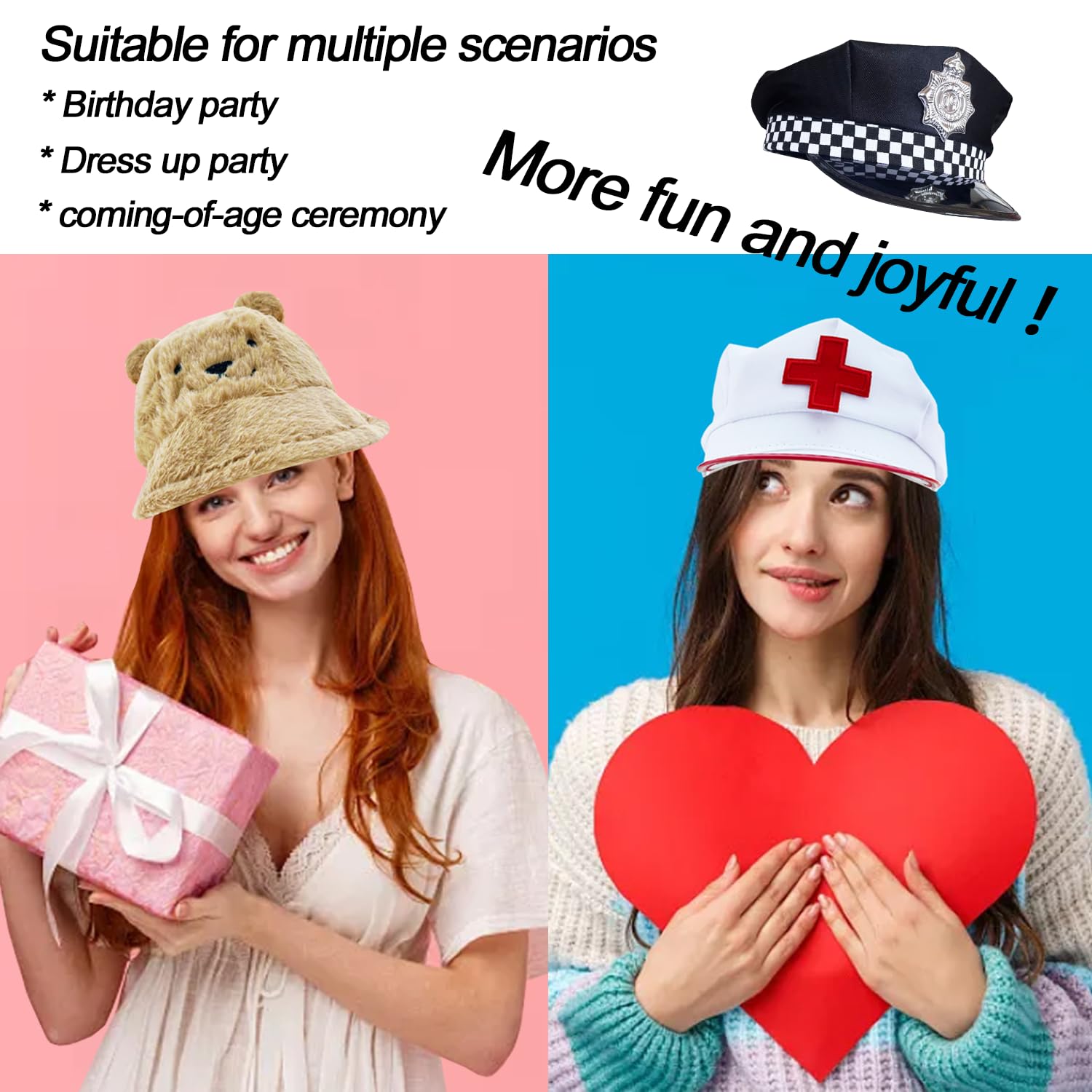 12 gorros divertidos de fiesta divertidos para adolescentes y adultos | Divertidos sombreros de disfraz para cabina de fotos para adolescentes y adultos