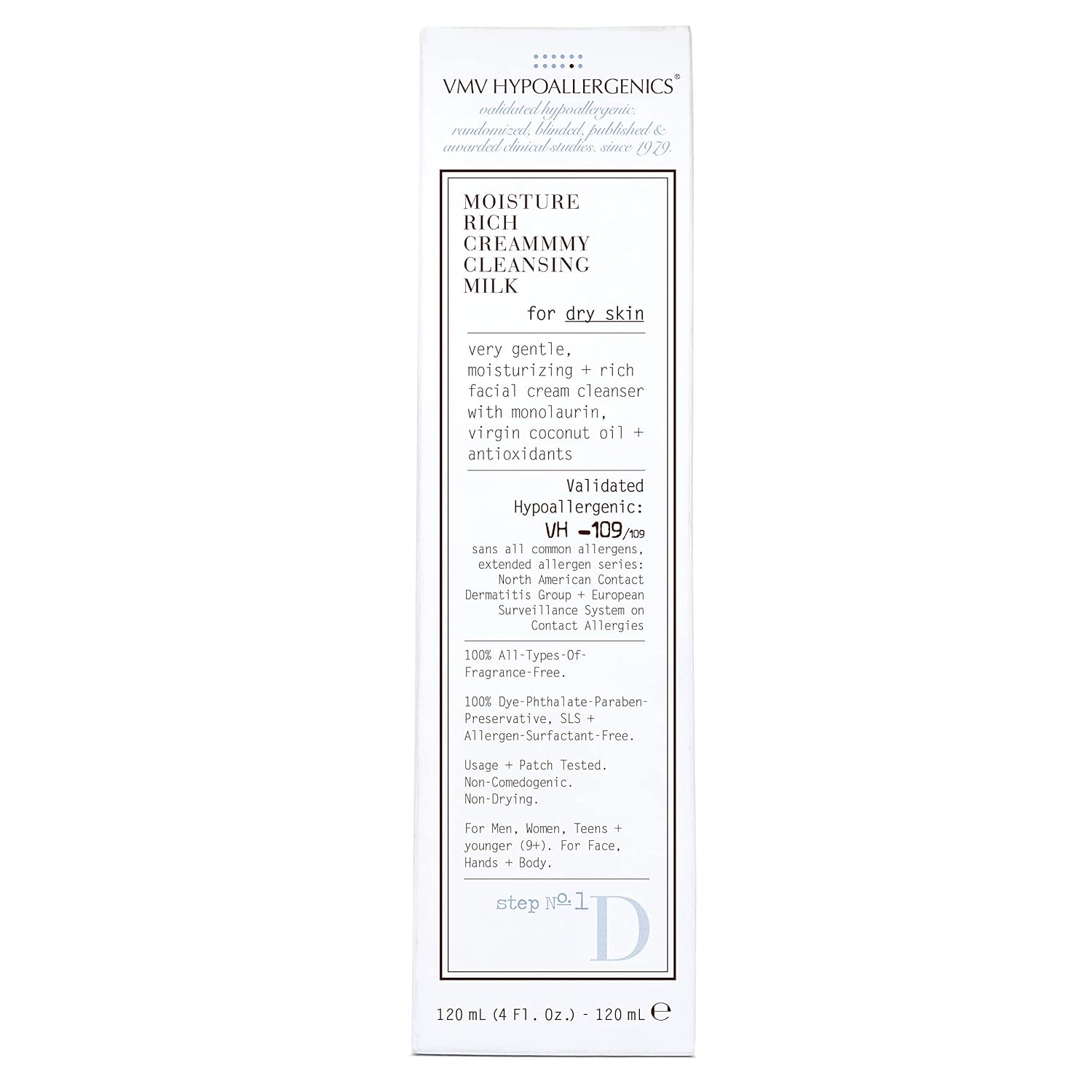 VMV HYPOALLERGENICS Moisture Rich Creammmy Cleansing Milk (Dry Skin), 4 Fl Oz (Pack of 1), (104406)