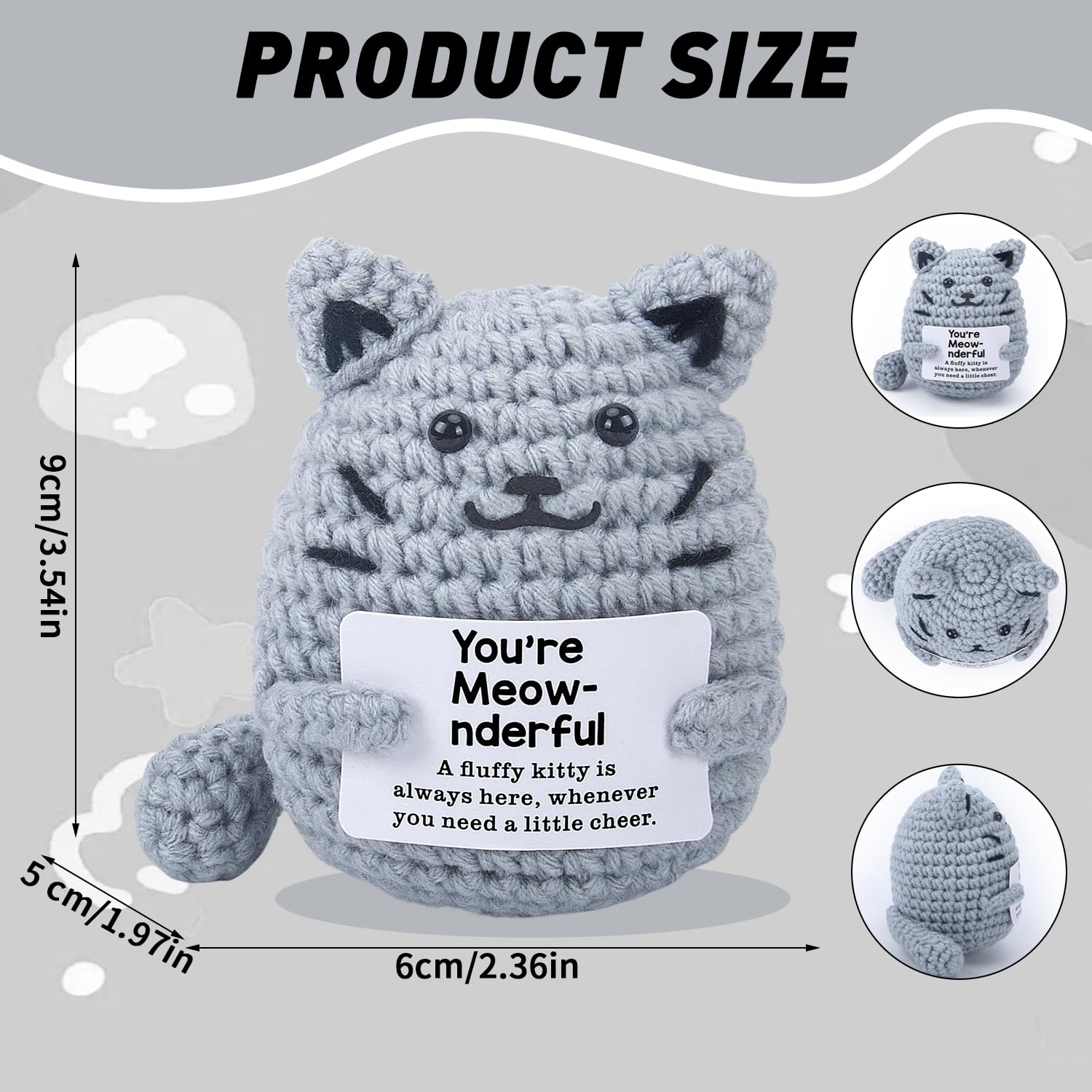 Onperpoe Emotional Support Gift, Cute Positive Crochet Cat with Encouragement Card - Image 2