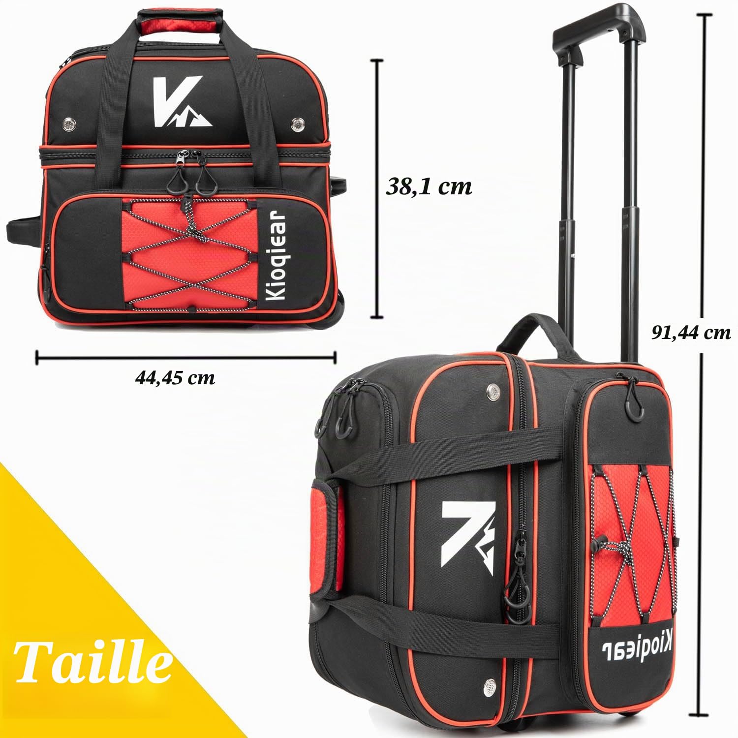 Sac de bowling à double rouleau avec 2 balles avec grand compartiment séparé pour chaussures et poche pour accessoires surdimensionnée, poignée extensible de 91,4 cm.