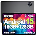 DOOGEE U11(2025) Android 15 Tablet, 11 inch Tablet 16GB+128GB/2TB TF Octa-Core 90Hz Display, 8580mAh,1080P,Bluetooth 5.0+5G WiFi Tablets, 13MP+5MP, Face ID,Metal Body-Black