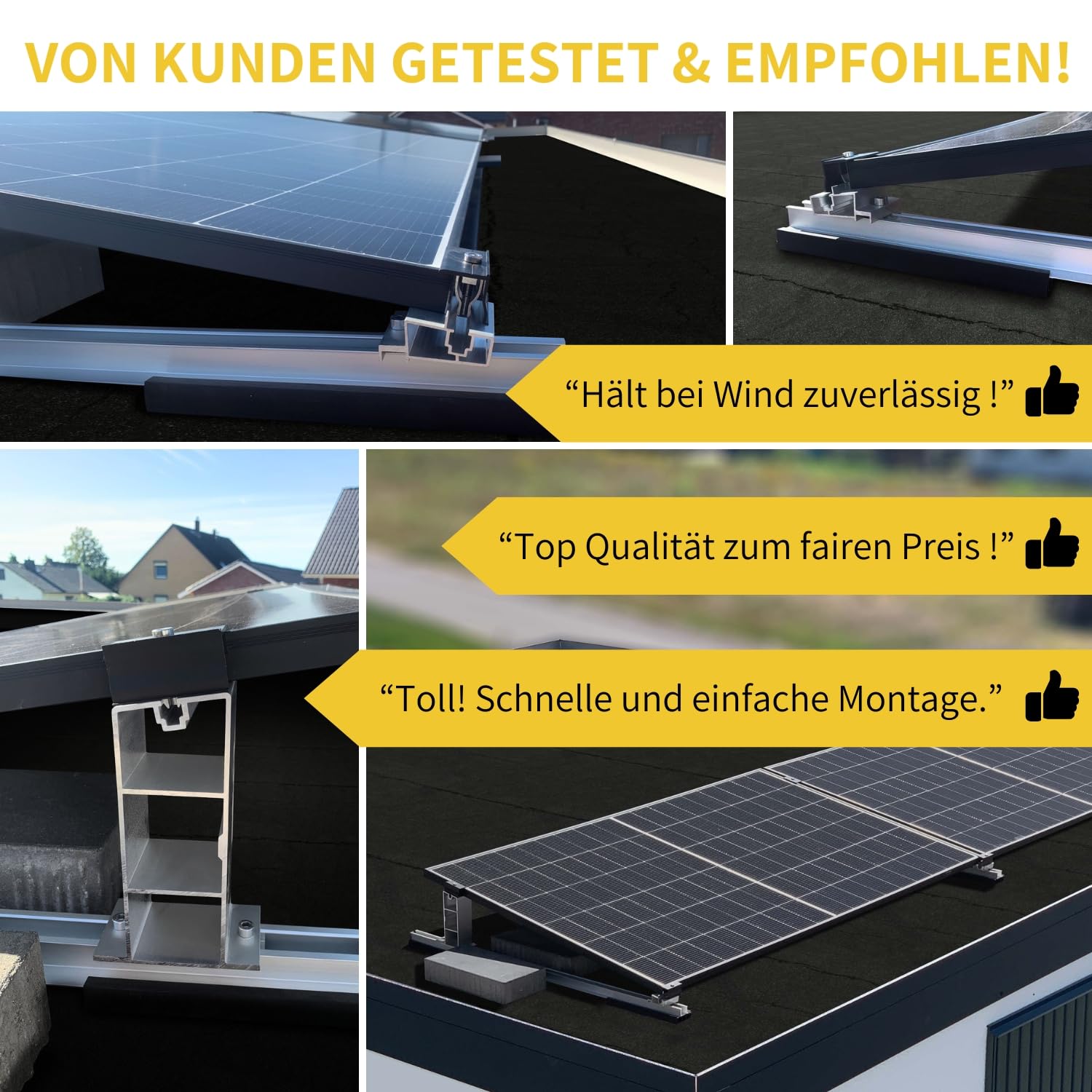 Avoltik 4x Flachdachhalterung für Solarmodule ohne Bohren I PV Halterung Flachdach oder Boden I Solarmodul Halterung Flachdach I einfache Montage, flexible Ausrichtung, robust & langlebig 0% MwSt