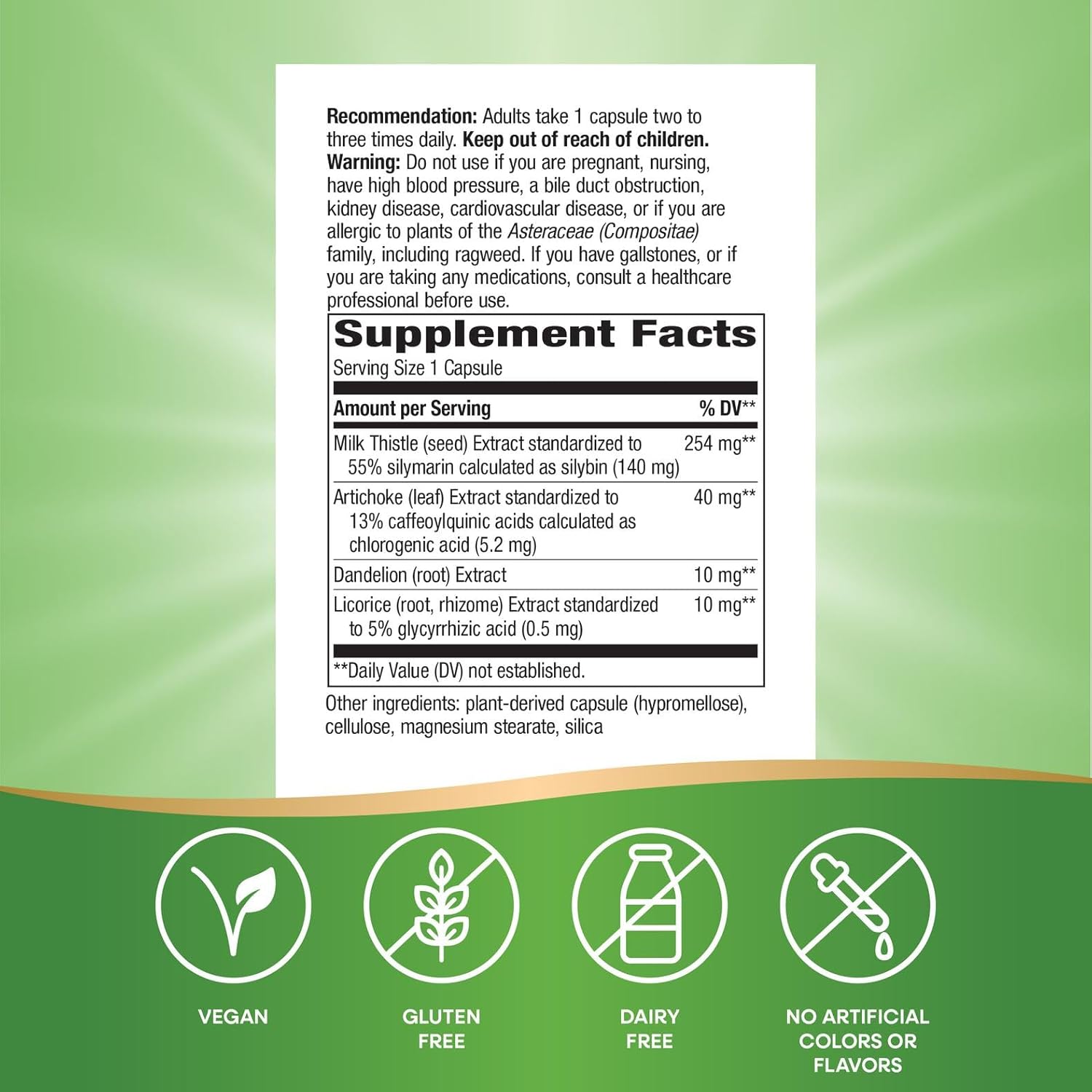 Nature’s Way Super Milk Thistle, Promotes Healthy Liver Function*, 4-Herb Blend, Vegan, 120 Capsules
