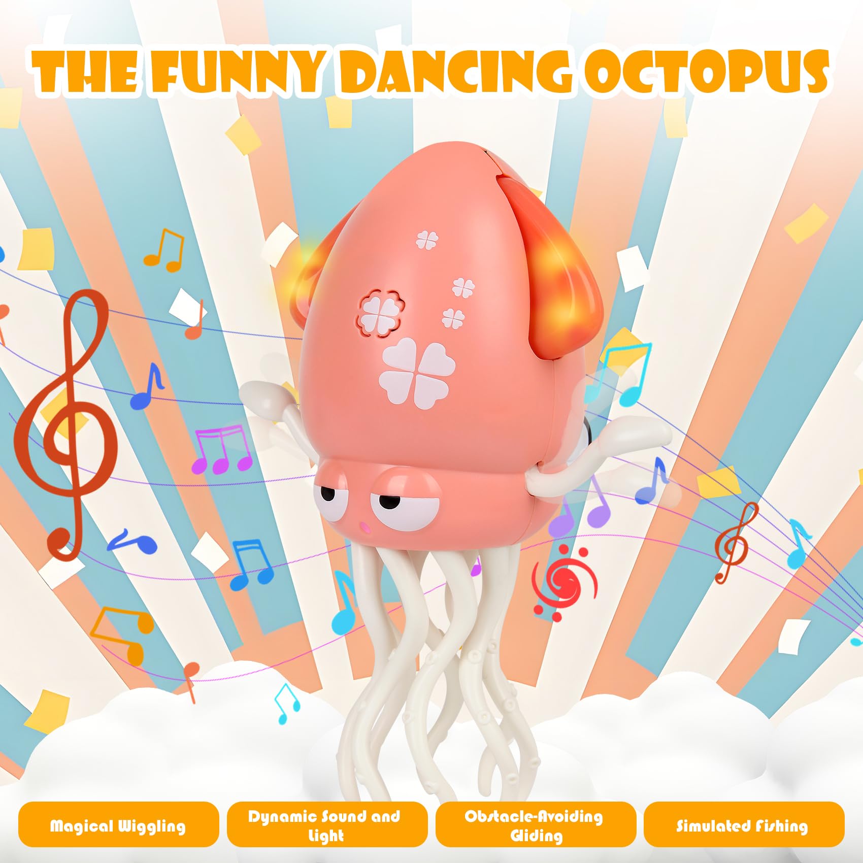 Condition photo showing New/Like New for Dancing Squid Toy, Electric Crawling Tummy Time Octopus Toy, Rechargeable Magic Dancing Octopus for 9-36 Months & 3-6 Years Old Kids Boy Girl Birthday Gifts Christmas Stuffers (Pink)
