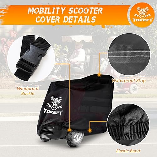 Miniatura 3 de Tokept 420D - Funda impermeable para scooter de movilidad asistida, color negro, 56 pulgadas