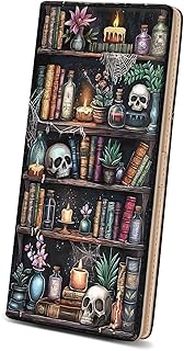 Immaturus Womens Wallet, Goth Skull Bookshelf Slim Thin RFID Blocking Credit Card Wallets, Long Bifold PU Leather Card Holder Organizer, Cash Clutch Billfold with Zipper Coin Pocket Ladies Girls Gift