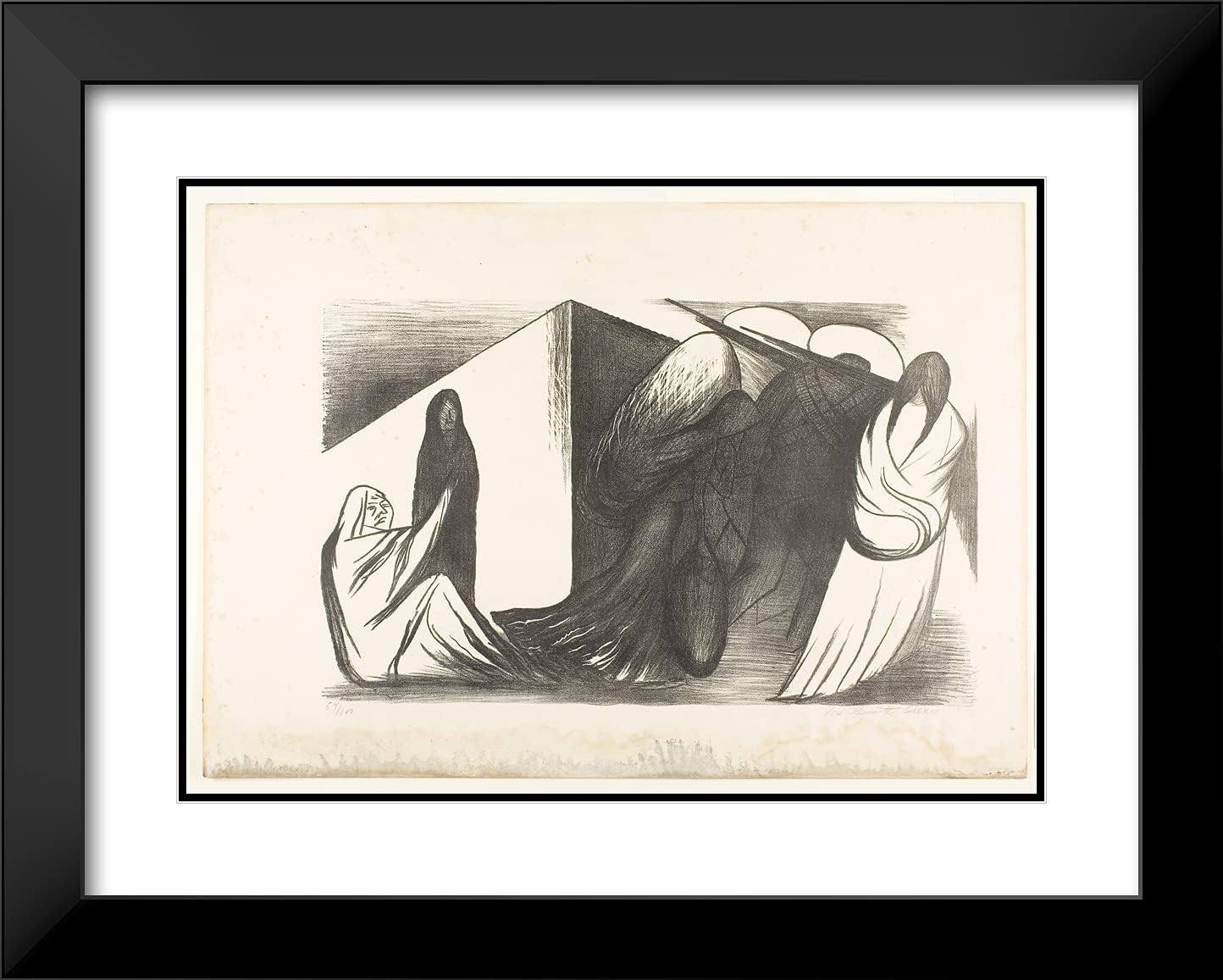 ArtDirect Jose Clemente Orozco 24x19 Black Modern Framed and Double Matted Art Print Titled Marching Women