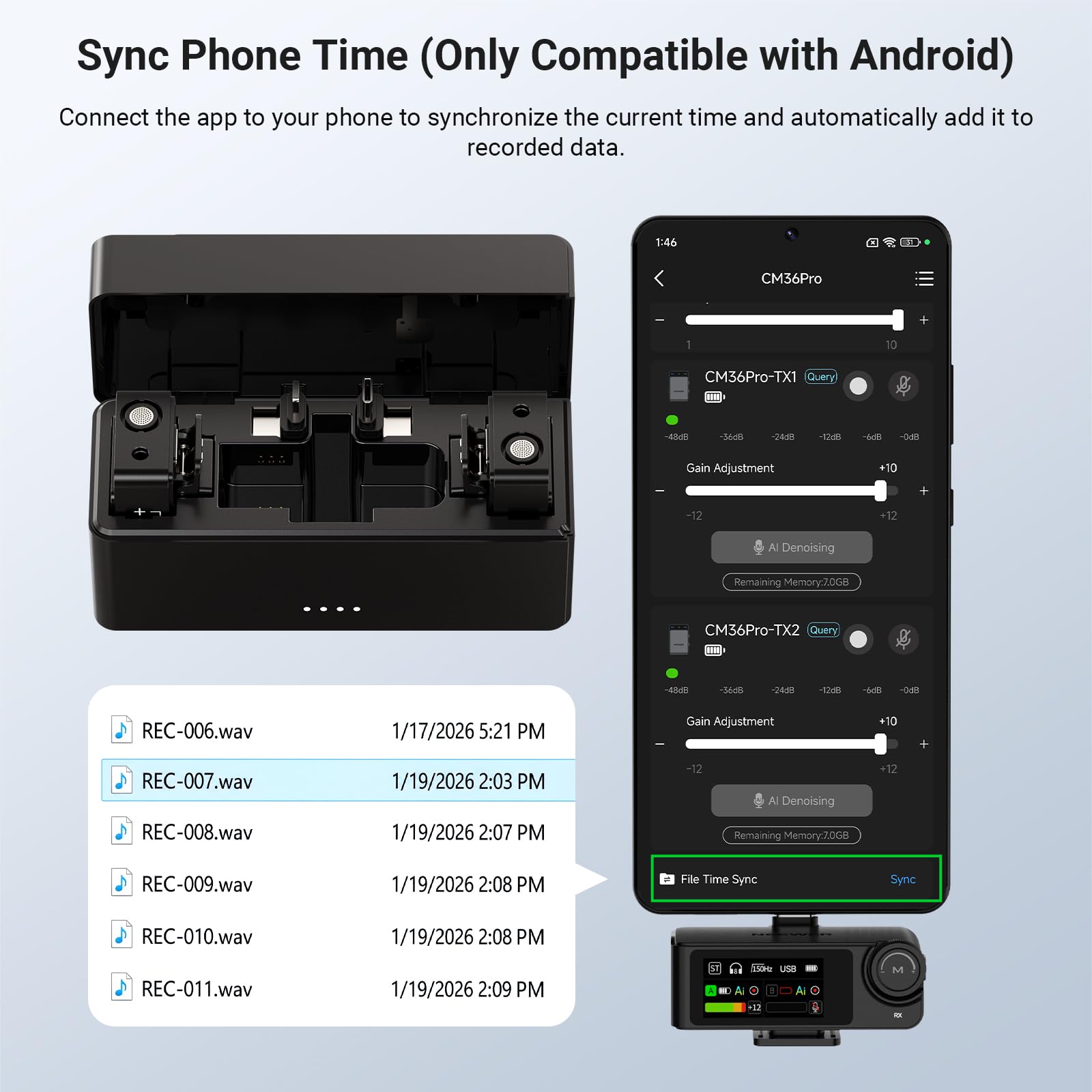 NEEWER CM36 Pro Bezprzewodowy mikrofon krawatowy, Micro USB C 48kHz 24/32 bit pływający 85dB SNR AI redukcja szumów głuchy niskie cięcie 8 GB bateria zapasowa 54 h 2,4G Zasięg 100 m 3,5 mm Monitoring