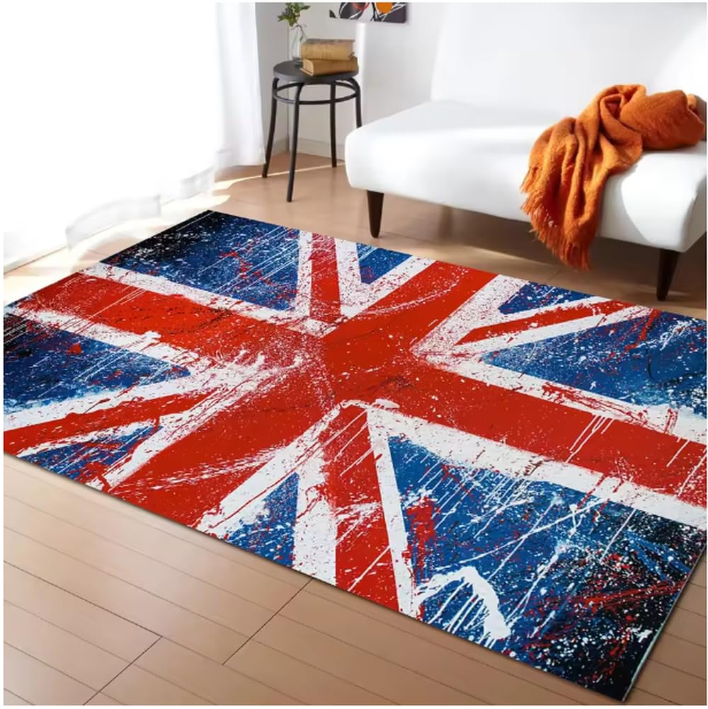 Tapis salon motif britannique lignes précises finition moderne tapis 100x160cm