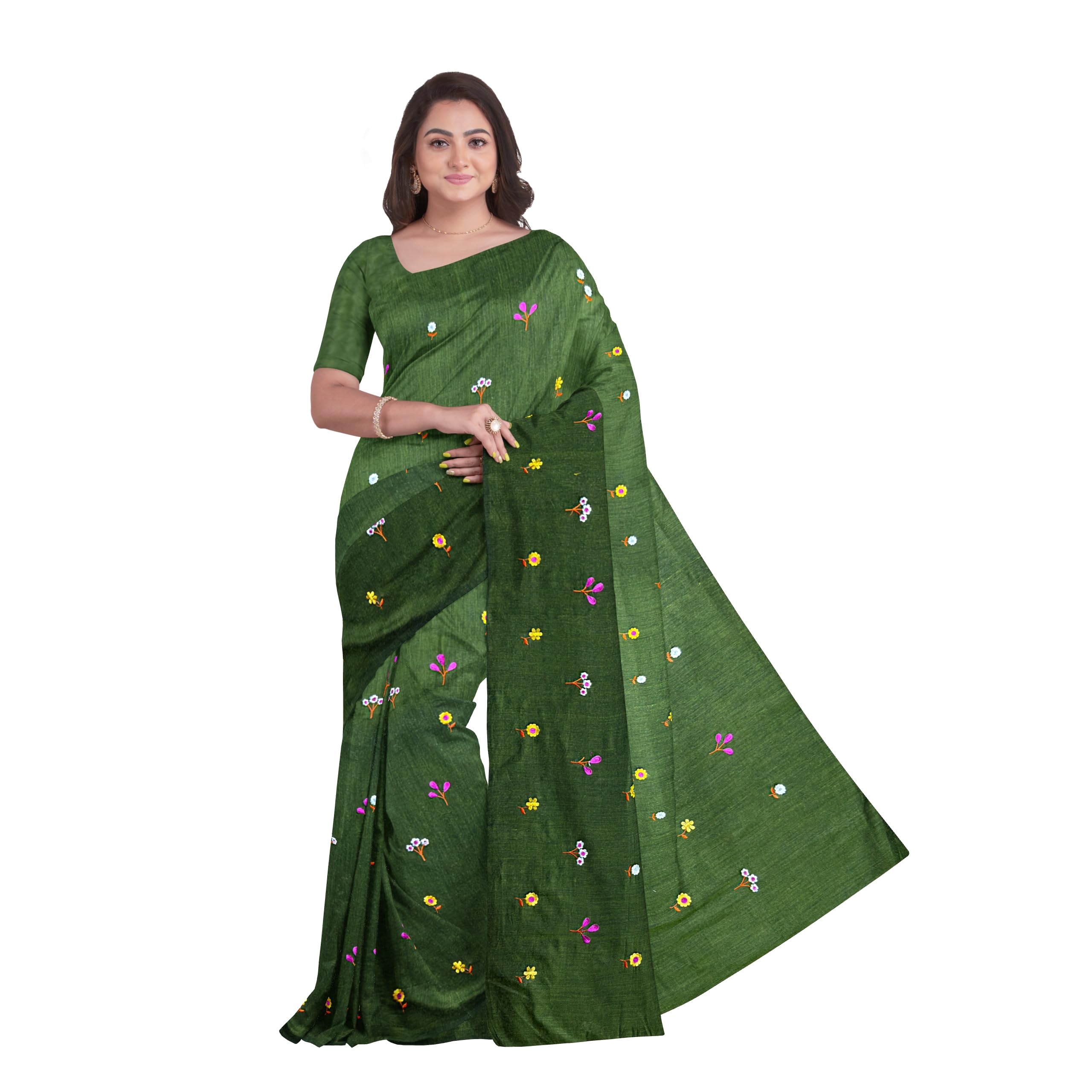 Cotton Miniful Embroidery Handloom Saree for Women-picture-28