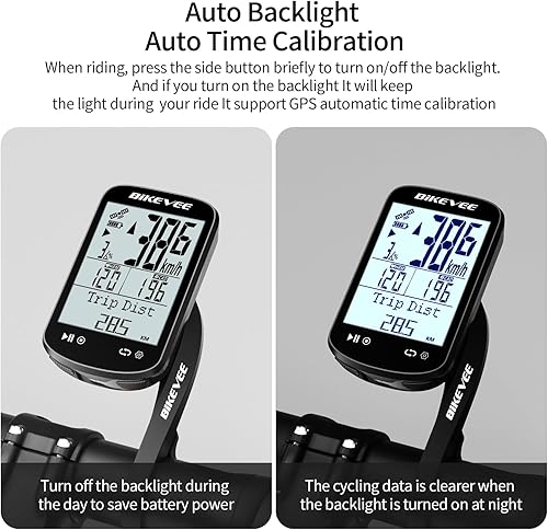 Miniatura 5 de Paquete GPS inalámbrico para computadora de bicicleta, velocímetro y odómetro, sensor de cadencia, retroiluminación automática y parada automática,