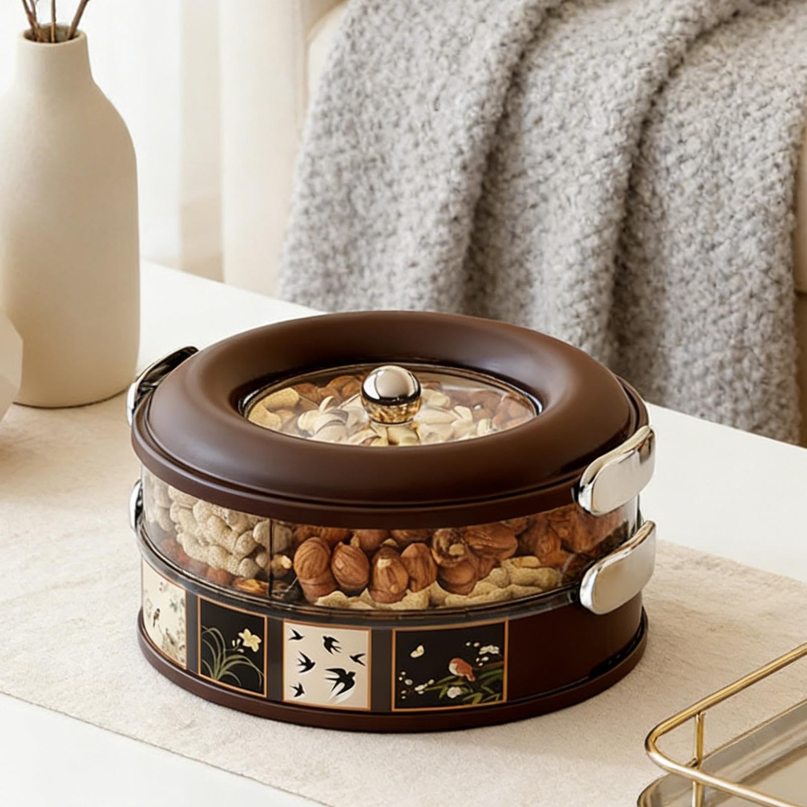 Générique Serviertablett mit Deckel | Retro-Organizer für Lebensmittel | Snackboxen mit Fächern, für , Süßigkeiten, Nüsse, , Erdbeeren und Picknick