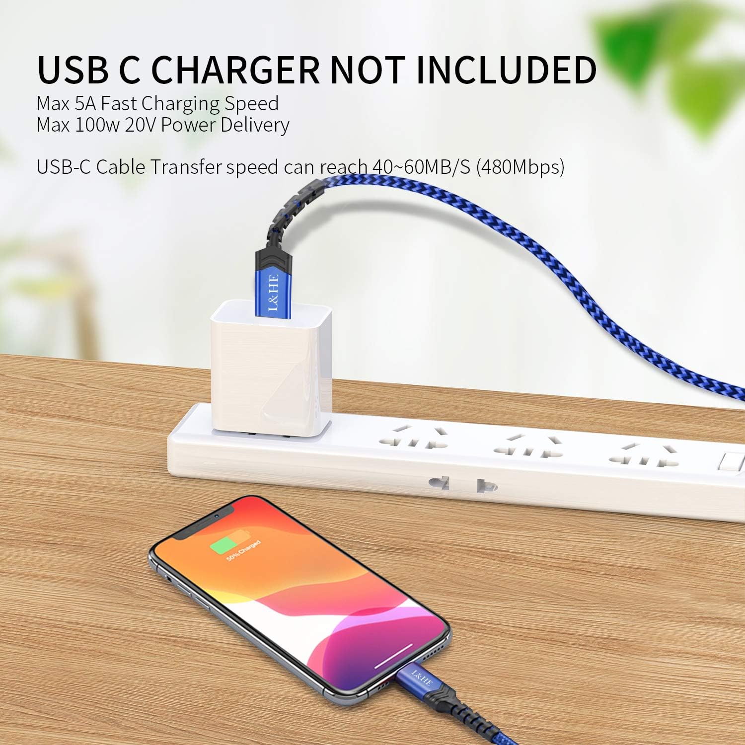 USB Type C Cable 3A Fast Charging [5-Pack 6ft], USB C Cable Fast Charger Charging Cord Compatible with Samsung Galaxy S10 S9 S8 S20 Plus A51 A11, Note 10 9 8, PS5 Controller, USB C Charger (Blue, 6FT)