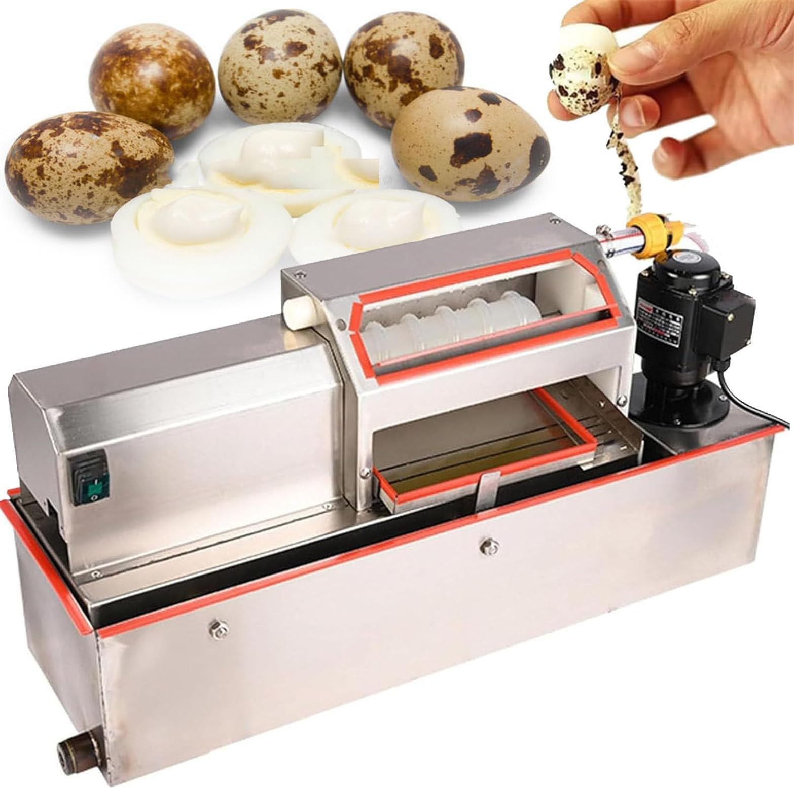Coquille automatique d'oeufs de caille, machine à éplucher 70 kg/h, outil commercial en acier inoxydable pour œufs de caille