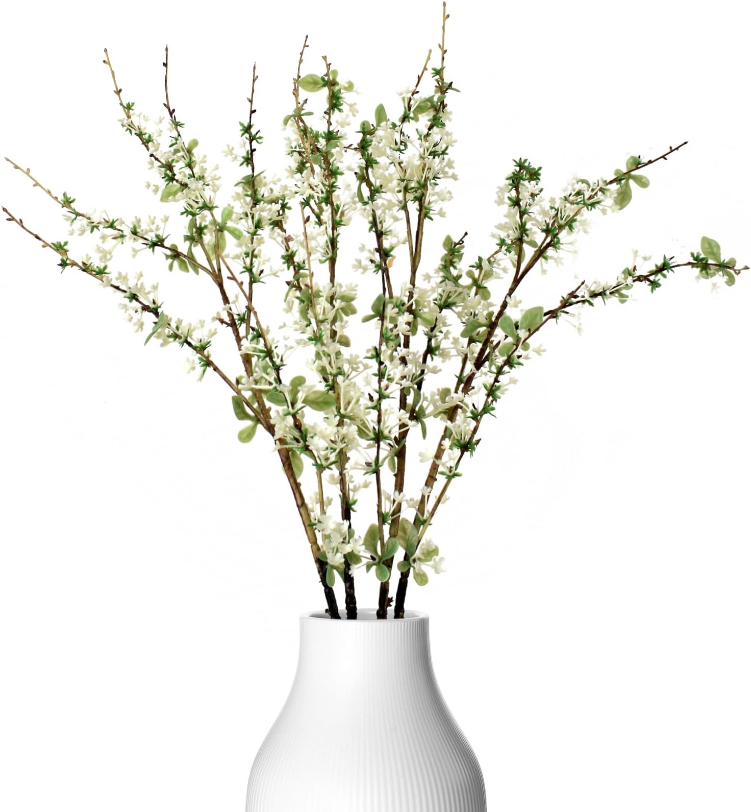 4PCS Artificial Willow Branches with Flower, 31.5'' Real Touch Snow Willow Flowers White Faux Flowers for Wedding Bridal Bouquet Wreath Table Centerpiece Outdoor Decor